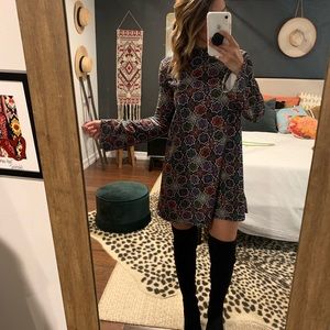 Zara retro pattern babydoll dress